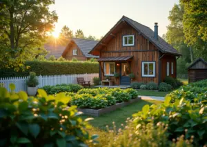 Дачный участок с деревянным домом и огородом с соблюдением отступов от забора в СНТ